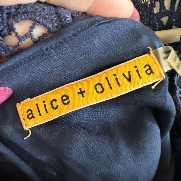 Alice + Olivia Navy Clover Guipure Lace Dress - Picture 10 of 12